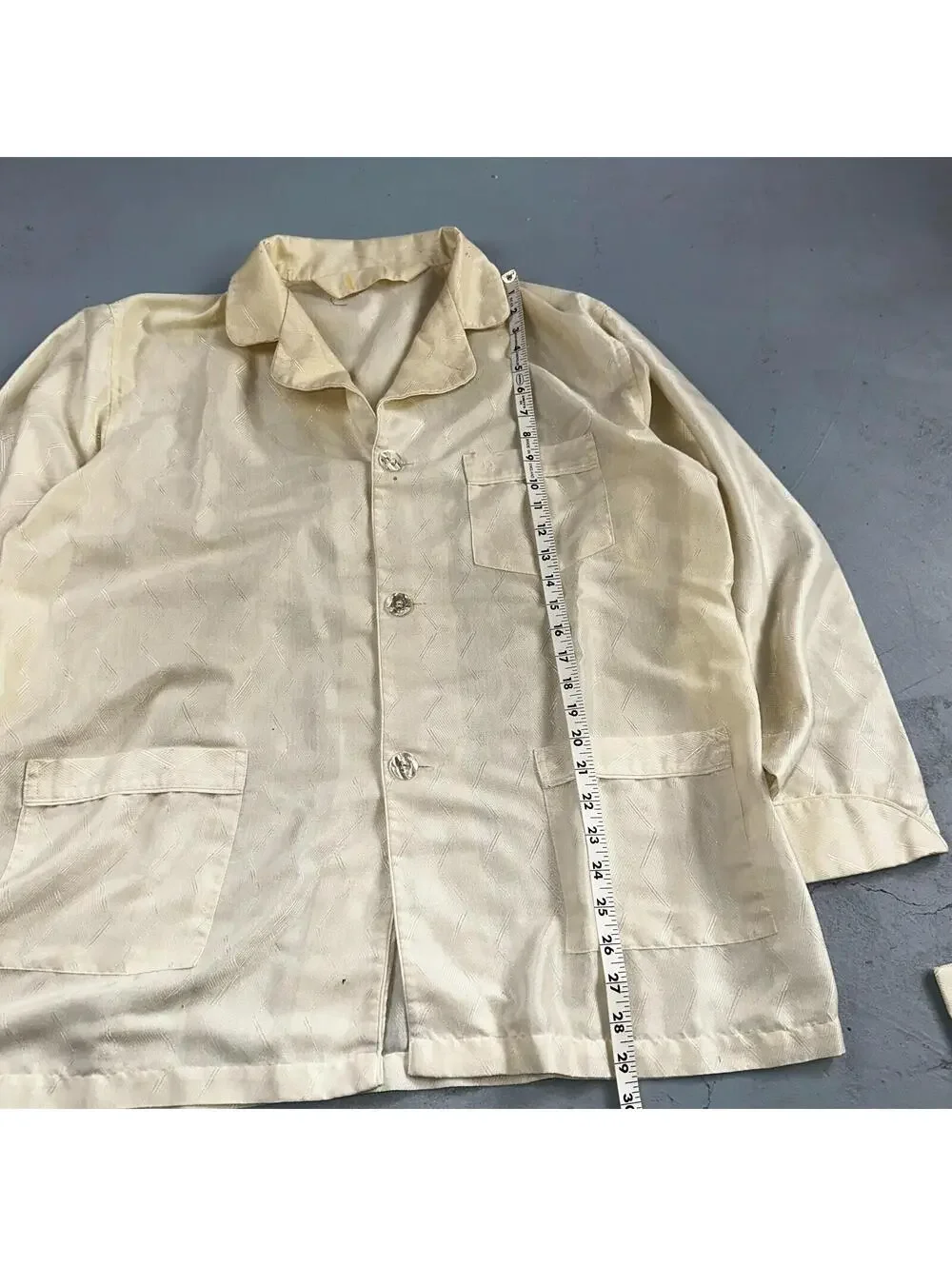 Christian Dior VTG Pajama Set Mens Cream Pants Shirt USA 90s Heavy Wear